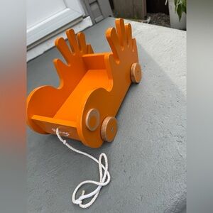 Pkolino Book Buggee Orange Wooden Pull Toy Wagon for Kids